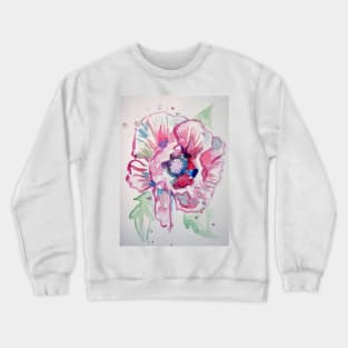 Pink Poppy Watercolour Painting Crewneck Sweatshirt